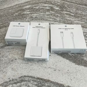Apple USB power adapter,lightning - USB 3 camera adapter,USB-C -lightning cable